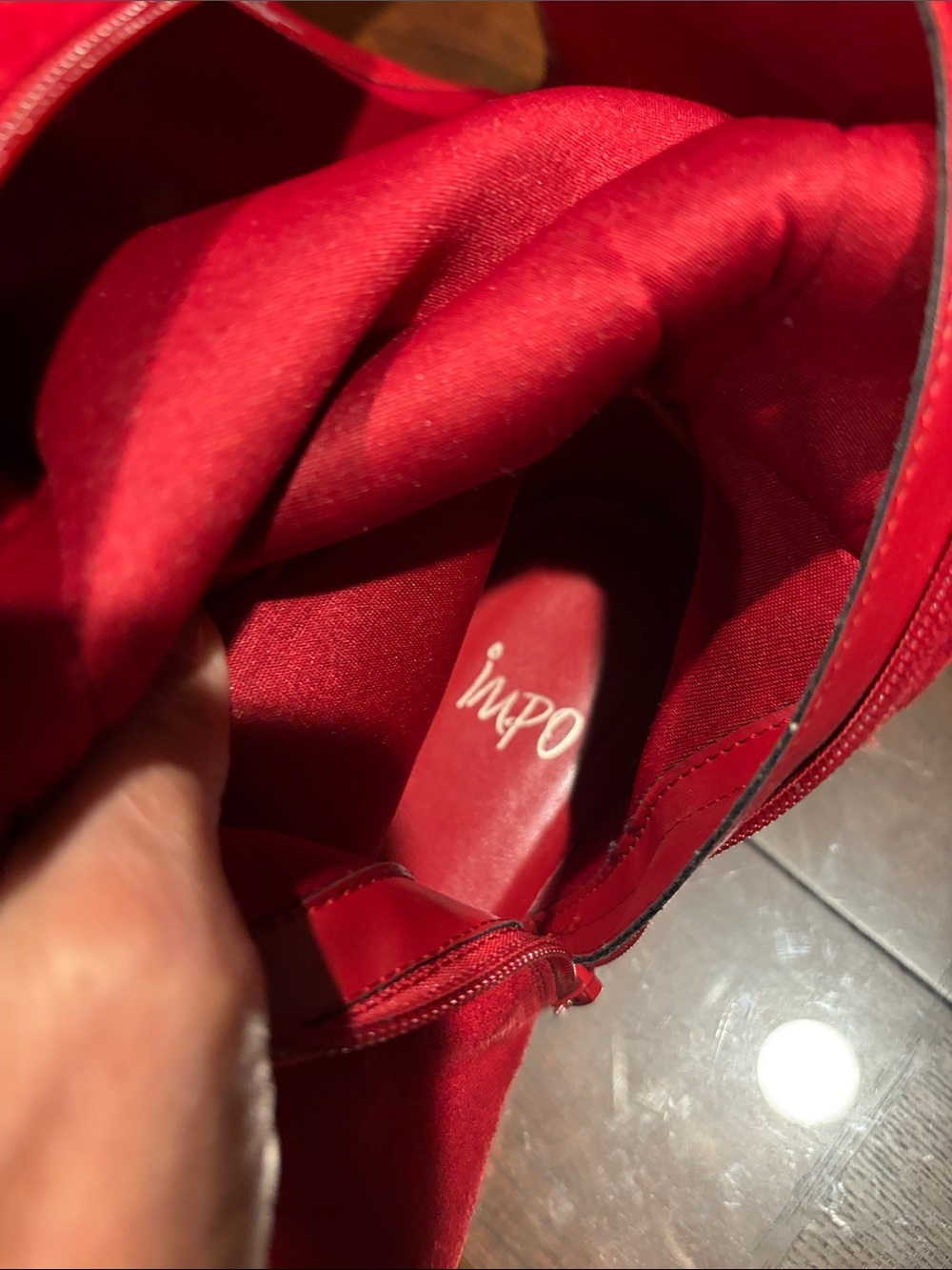 Impo Red Suede Knee high Boots with Ring Accent - Picture 10 of 12